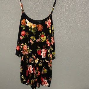 Flowery Black Romper